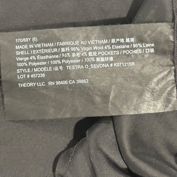 Theory Women's Black Pants - Size 6. - Picture 5 of 11
